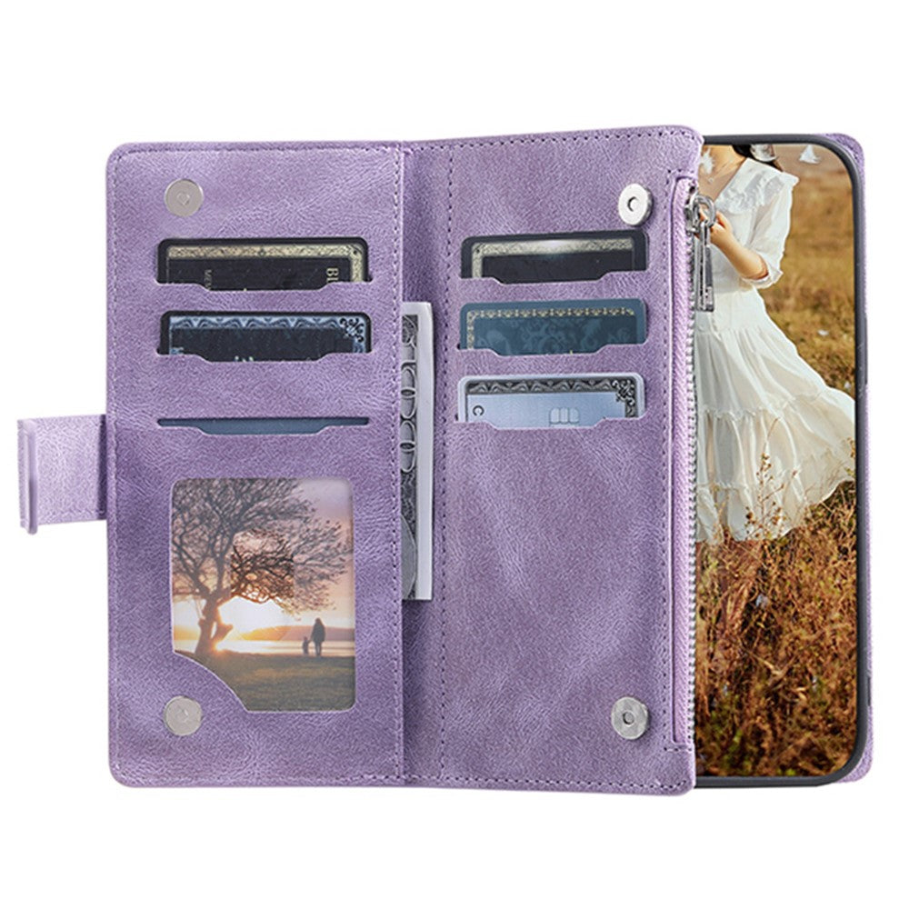 For Xiaomi Redmi 12 4G Phone Case PU Leather Shell Rhombus Pattern Imprinted Zipper Pocket Wallet Stand Cover