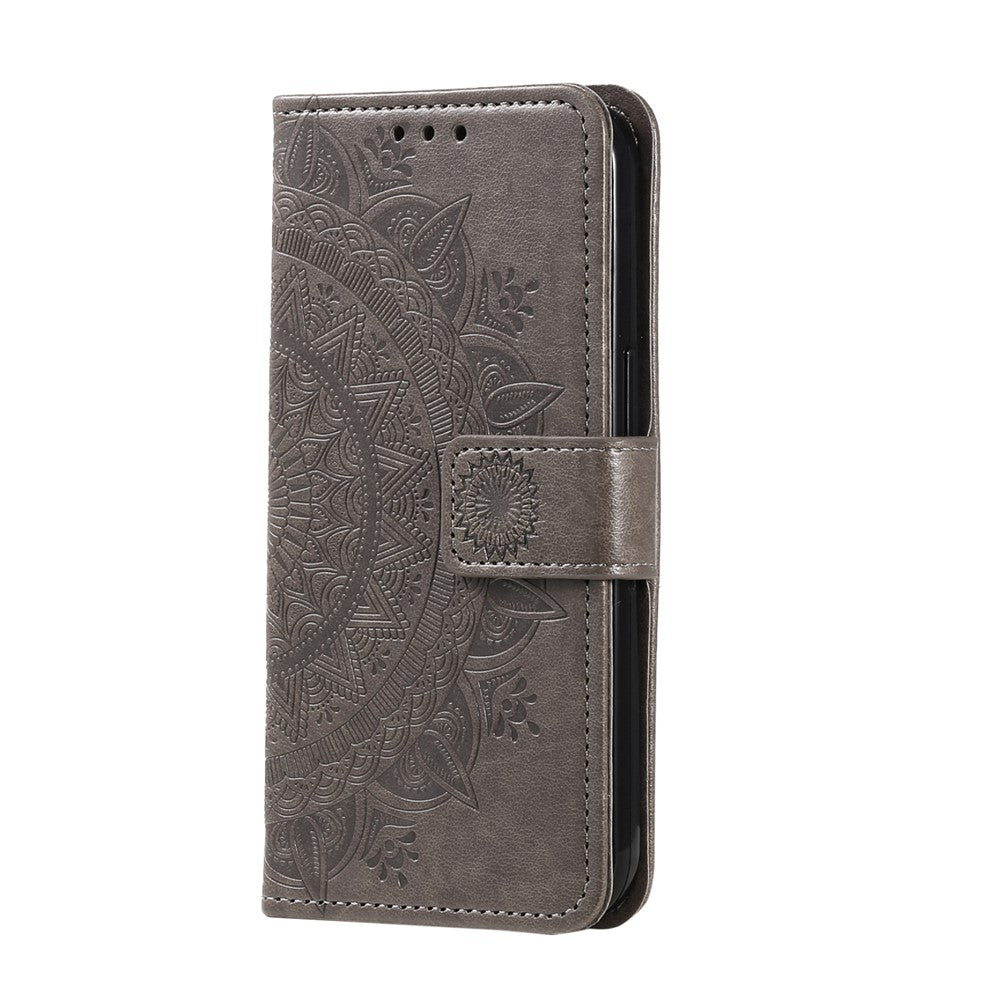 Stand Cover for Xiaomi Redmi 12 4G PU Leather Mandala Flower Imprint Wallet Phone Case with Strap