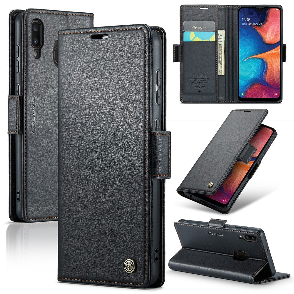 Galaxy A40 Glänzende Wallet-Hülle – RFID-Schutz & Ständer