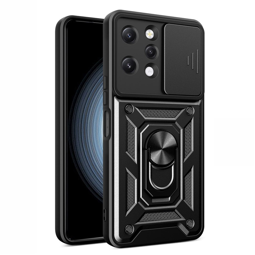 For Xiaomi Redmi 12 4G Rear Lens Protection Anti-drop Phone Case PC+TPU Cover with Kickstand