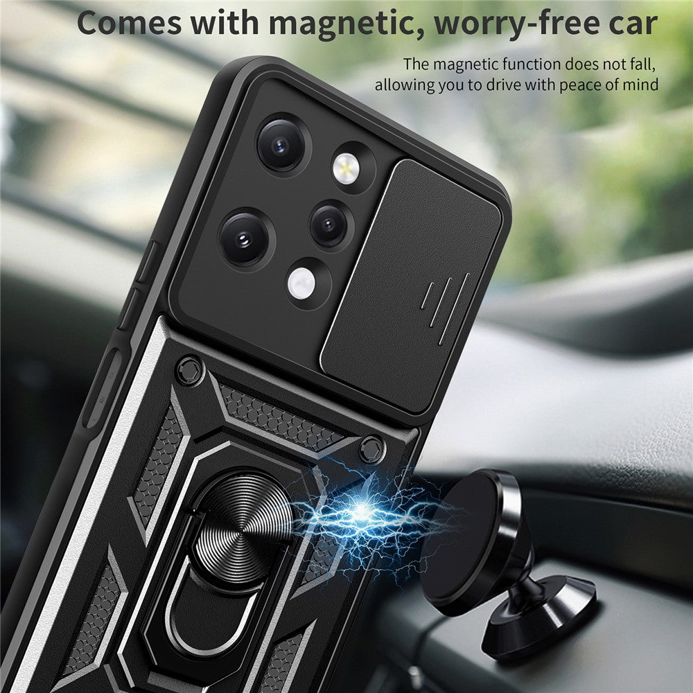 For Xiaomi Redmi 12 4G Rear Lens Protection Anti-drop Phone Case PC+TPU Cover with Kickstand