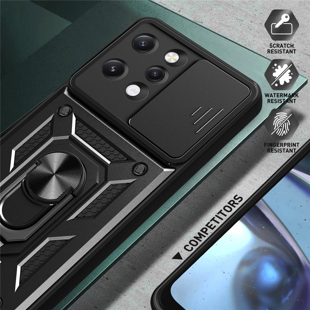 For Xiaomi Redmi 12 4G Rear Lens Protection Anti-drop Phone Case PC+TPU Cover with Kickstand