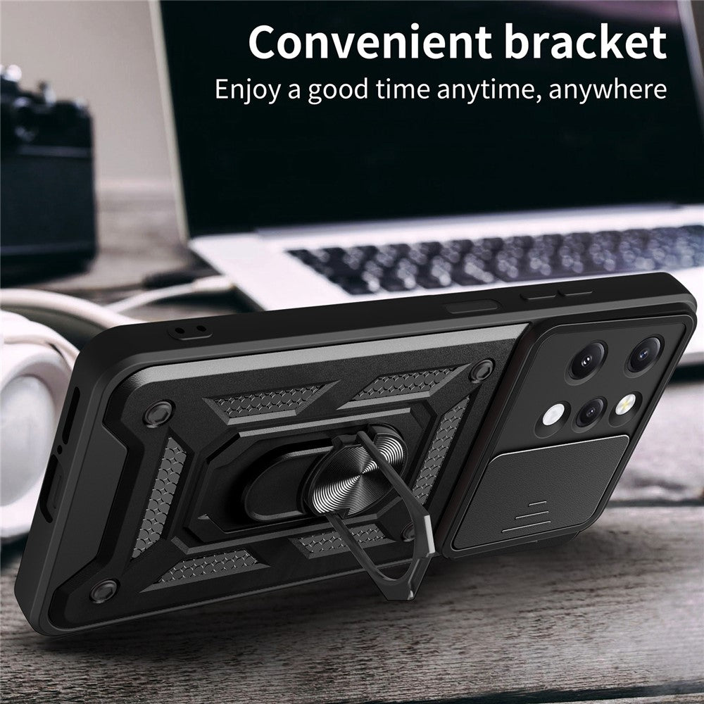 For Xiaomi Redmi 12 4G Rear Lens Protection Anti-drop Phone Case PC+TPU Cover with Kickstand