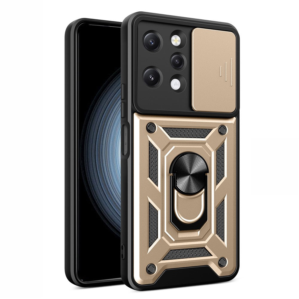 For Xiaomi Redmi 12 4G Rear Lens Protection Anti-drop Phone Case PC+TPU Cover with Kickstand