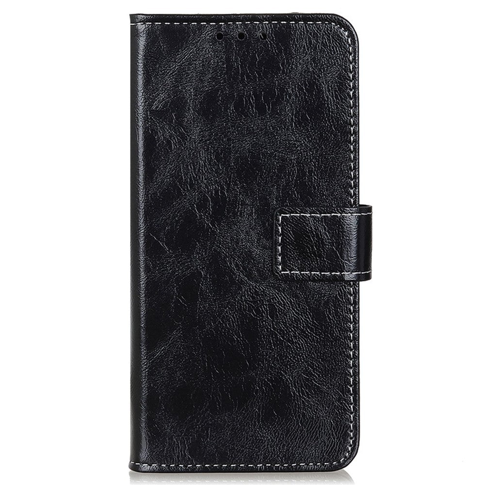 Dustproof Cover for Xiaomi Redmi 12 4G , Wallet Stand Retro Crazy Horse Texture Case PU Leather Phone Cover