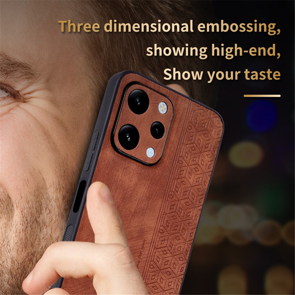 AZNS For Xiaomi Redmi 12 4G Protective Phone Case Imprinted PU Leather Coated TPU Cover
