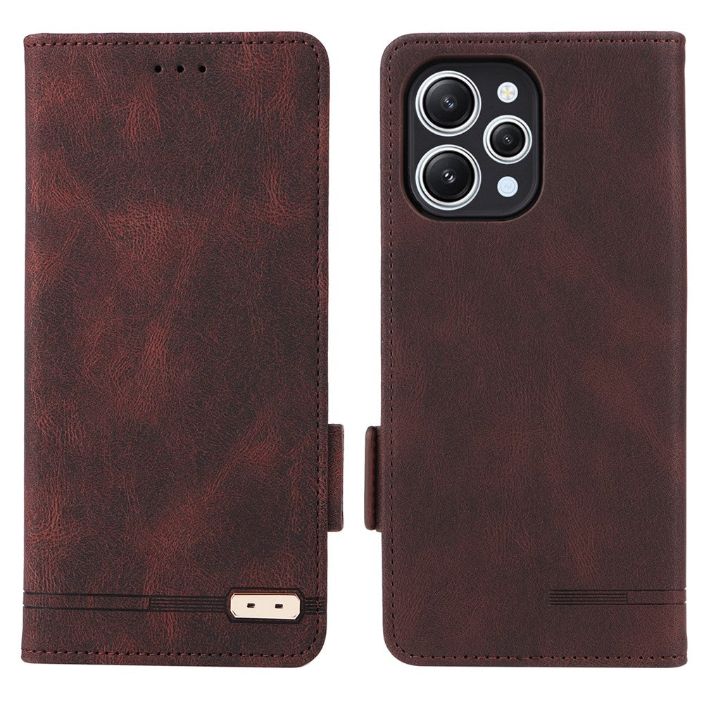 For Xiaomi Redmi 12 4G Hardware Decor PU Leather Wallet Phone Case Stand Protective Cover