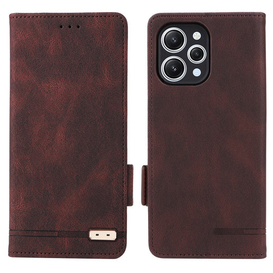 For Xiaomi Redmi 12 4G Hardware Decor PU Leather Wallet Phone Case Stand Protective Cover