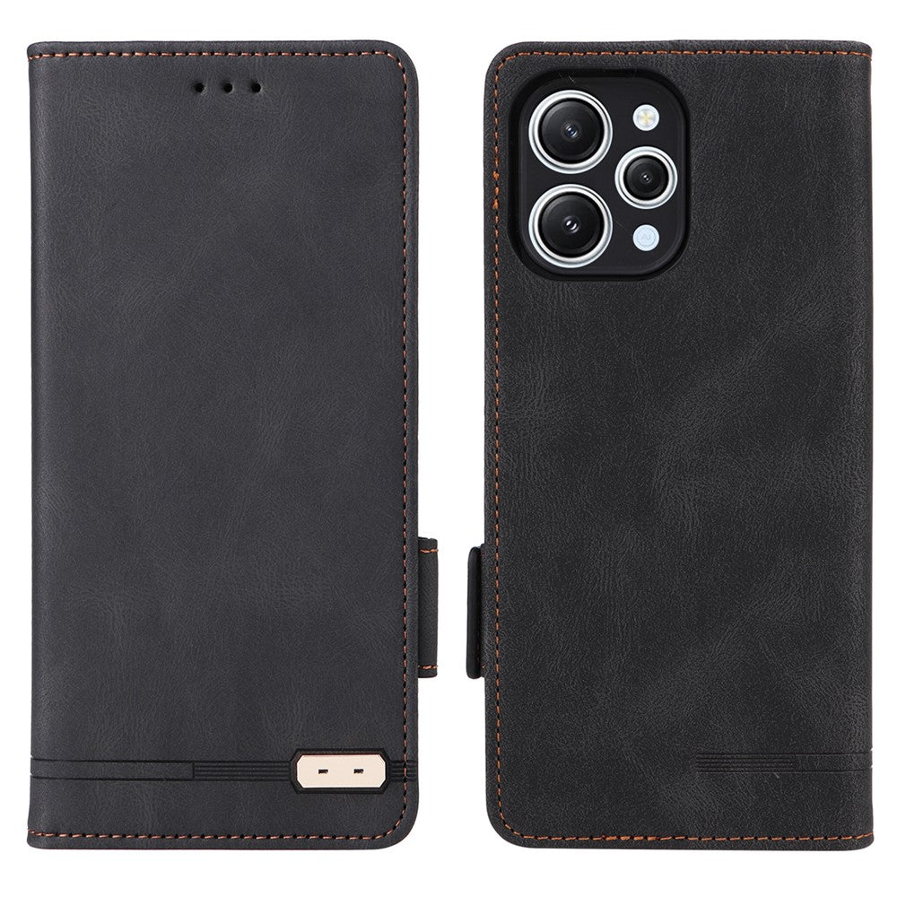 For Xiaomi Redmi 12 4G Hardware Decor PU Leather Wallet Phone Case Stand Protective Cover