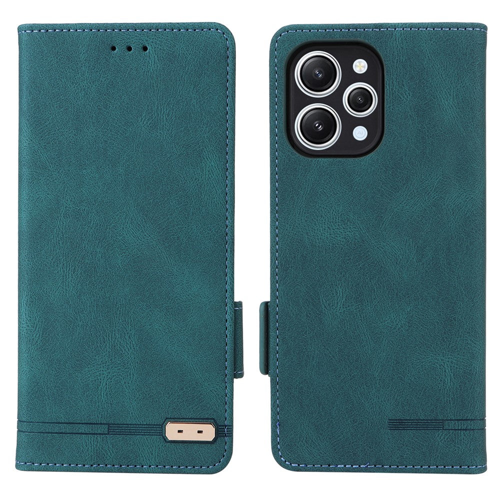 For Xiaomi Redmi 12 4G Hardware Decor PU Leather Wallet Phone Case Stand Protective Cover