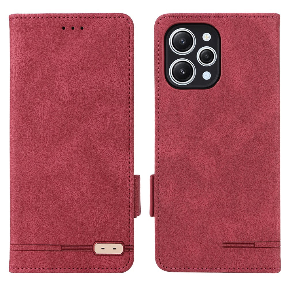 For Xiaomi Redmi 12 4G Hardware Decor PU Leather Wallet Phone Case Stand Protective Cover