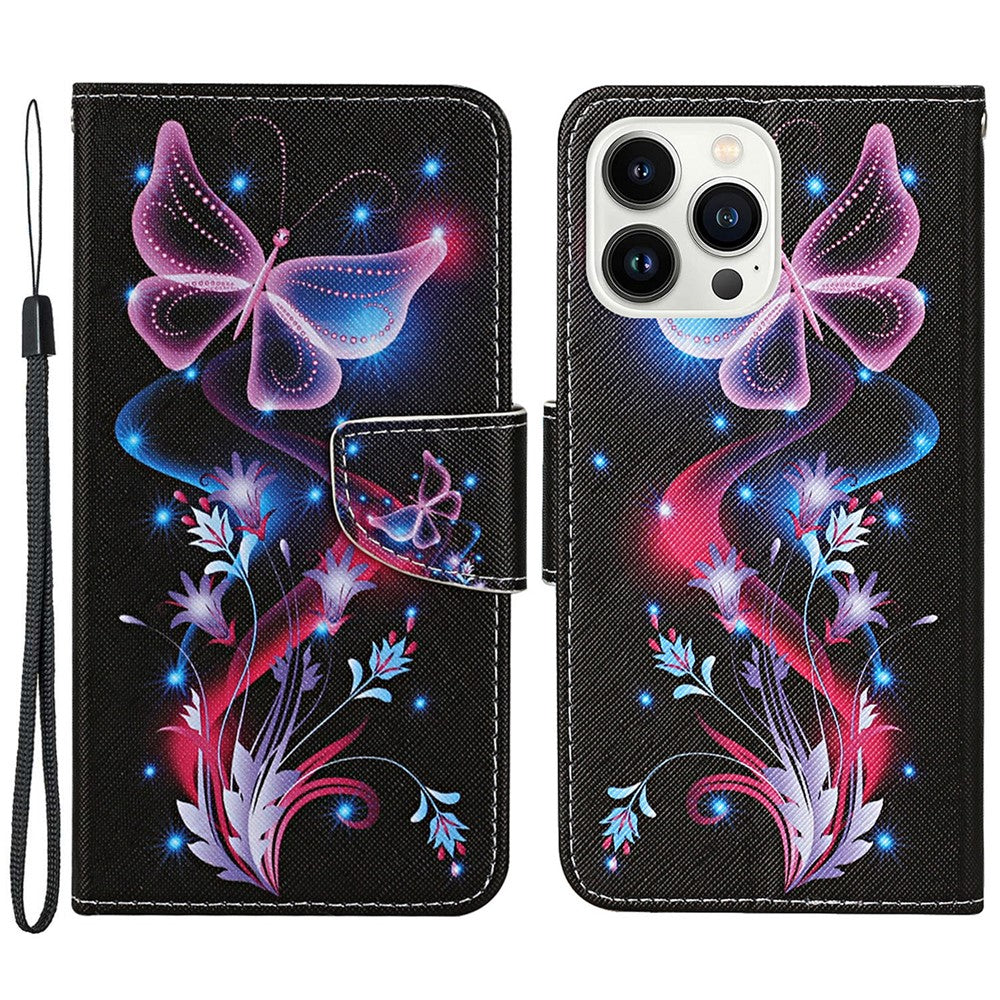 iPhone 15 Pro Max Wallet-Hülle – Musterdruck, mit Ständer & Riemen