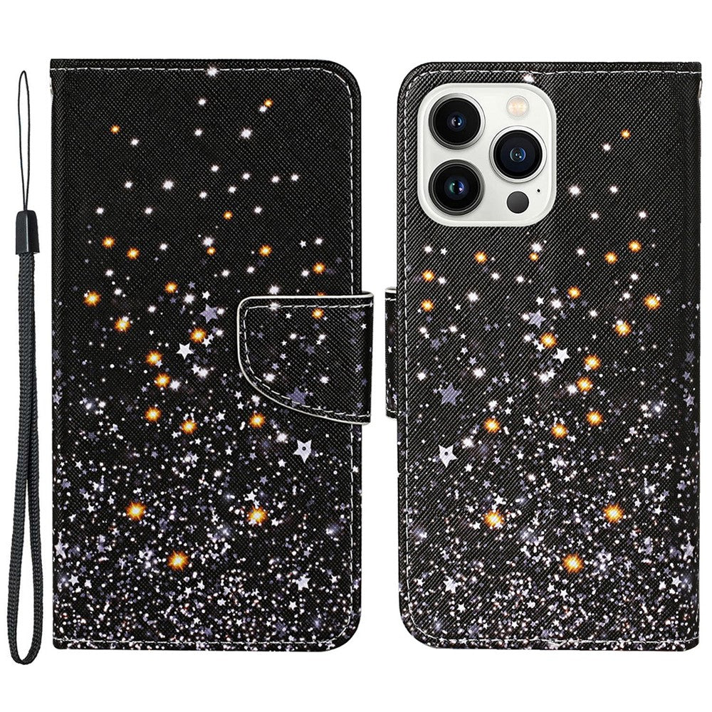 iPhone 15 Pro Max Wallet-Hülle – Musterdruck, mit Ständer & Riemen