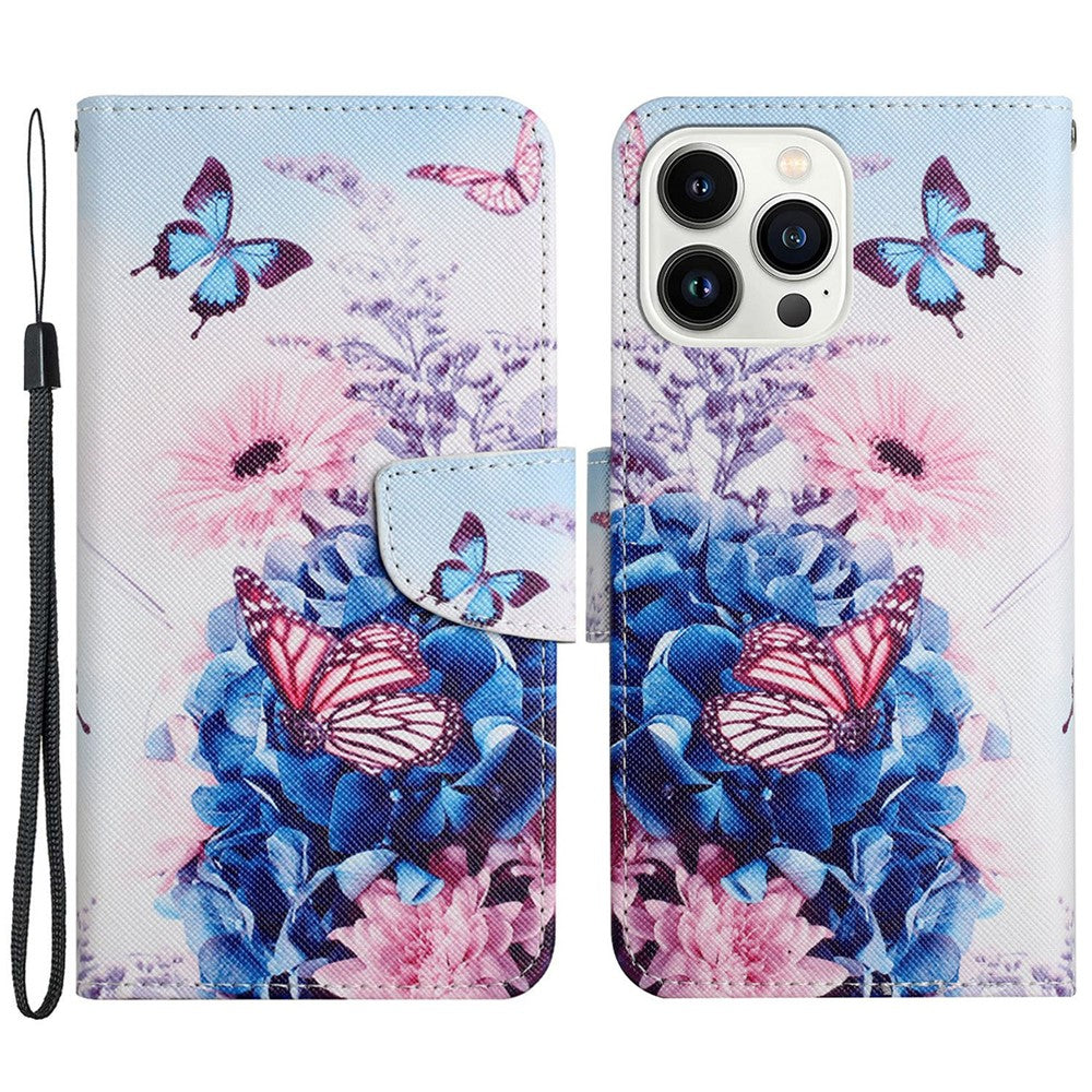 iPhone 15 Pro Max Wallet-Hülle – Musterdruck, mit Ständer & Riemen