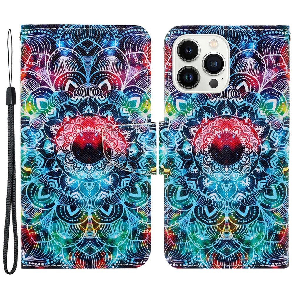 iPhone 15 Pro Max Wallet-Hülle – Musterdruck, mit Ständer & Riemen
