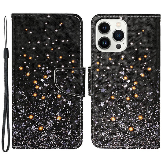 iPhone 15 Pro Wallet-Hülle – Musterdruck, mit Ständer & Riemen