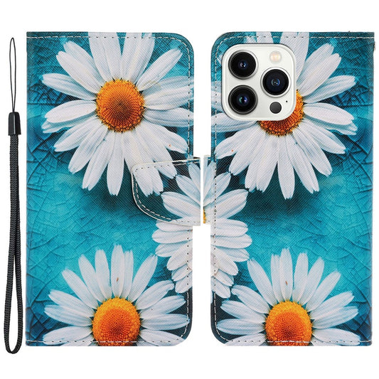 iPhone 15 Pro Wallet-Hülle – Musterdruck, mit Ständer & Riemen