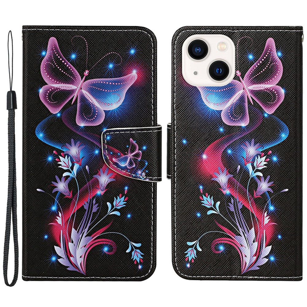 iPhone 15 Plus Wallet-Hülle – Musterdruck, mit Ständer & Riemen
