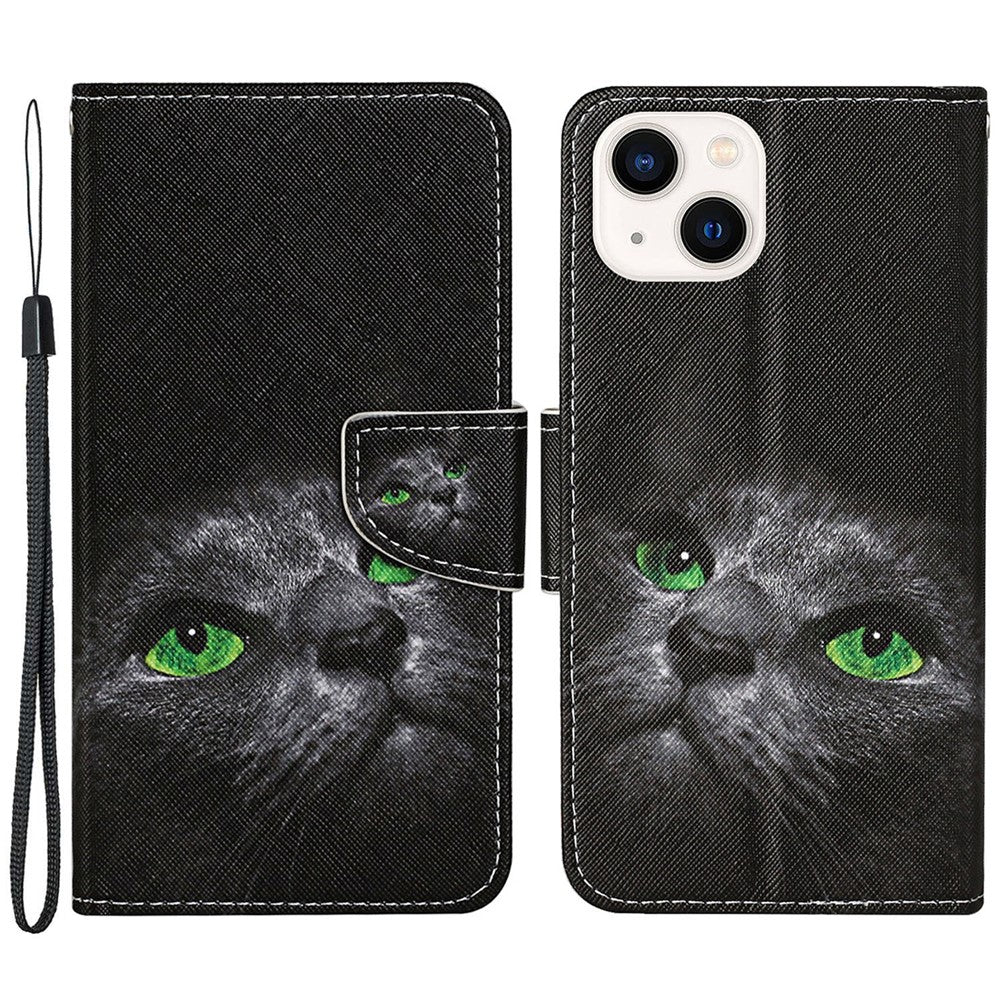 iPhone 15 Plus Wallet-Hülle – Musterdruck, mit Ständer & Riemen