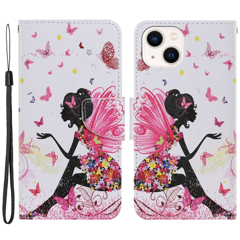 iPhone 15 Plus Wallet-Hülle – Musterdruck, mit Ständer & Riemen