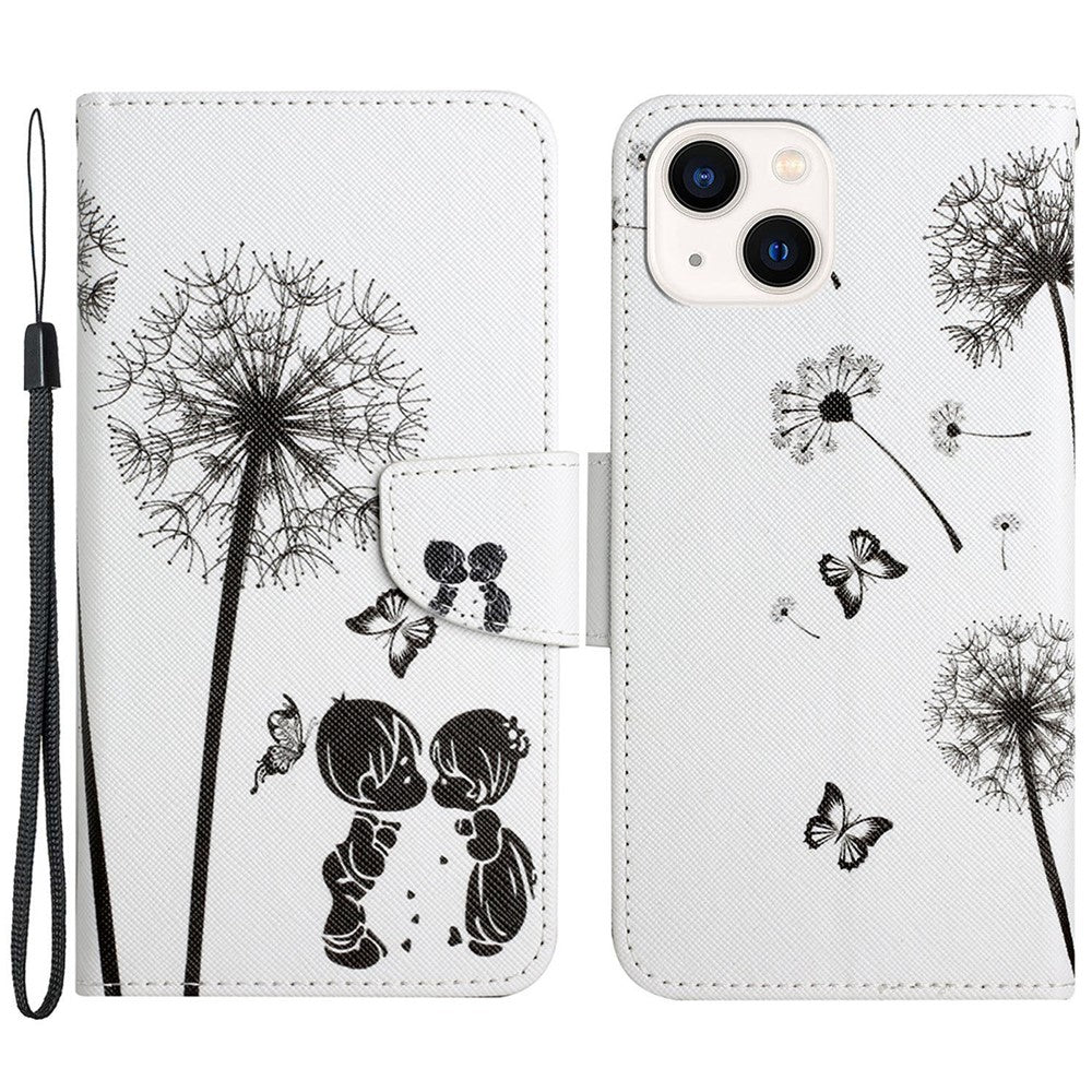 iPhone 15 Plus Wallet-Hülle – Musterdruck, mit Ständer & Riemen