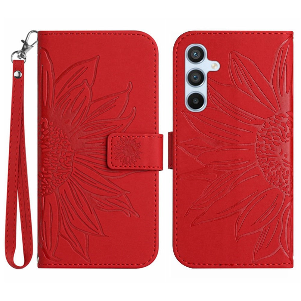 Galaxy S23 FE Wallet-Hülle – Sonnenblume aufgedruckt, mit Ständer & Riemen