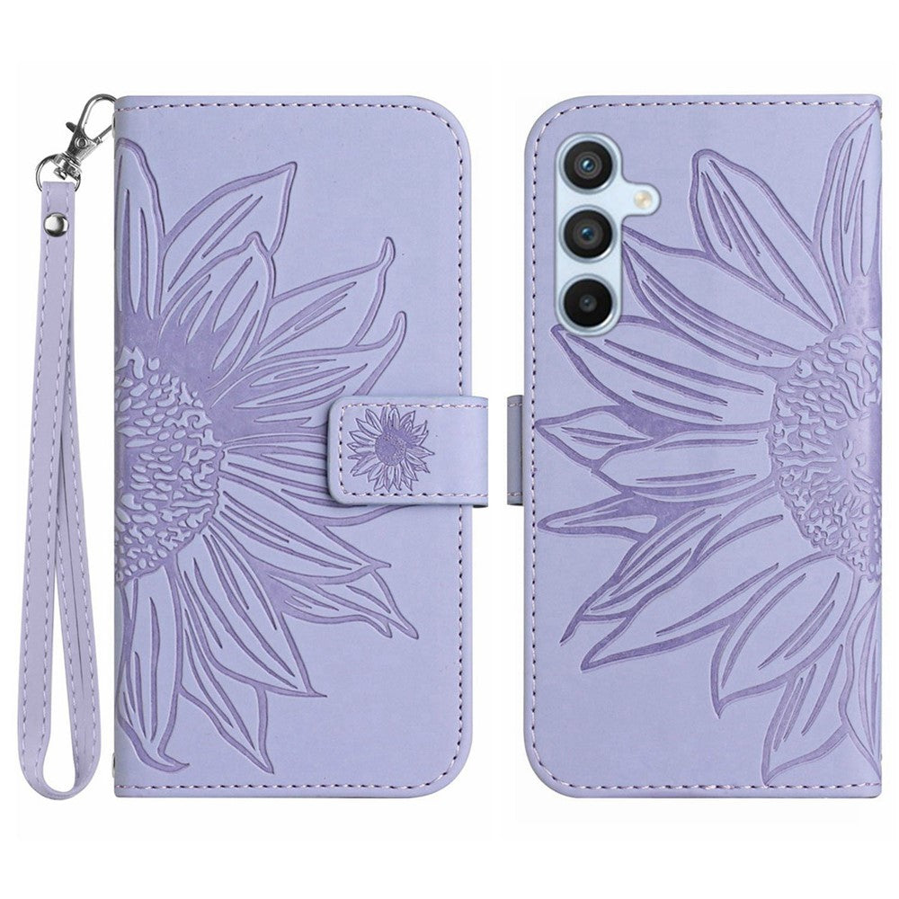Galaxy S23 FE Wallet-Hülle – Sonnenblume aufgedruckt, mit Ständer & Riemen