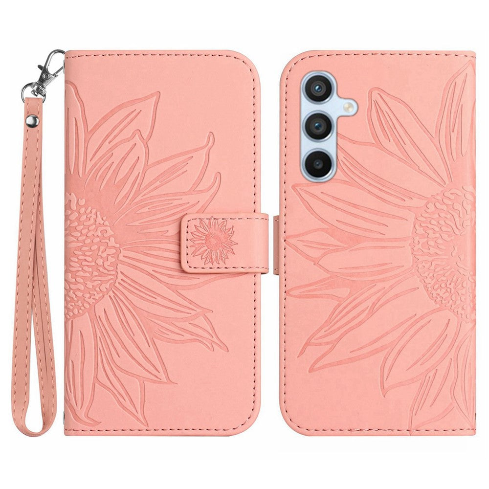 Galaxy S23 FE Wallet-Hülle – Sonnenblume aufgedruckt, mit Ständer & Riemen