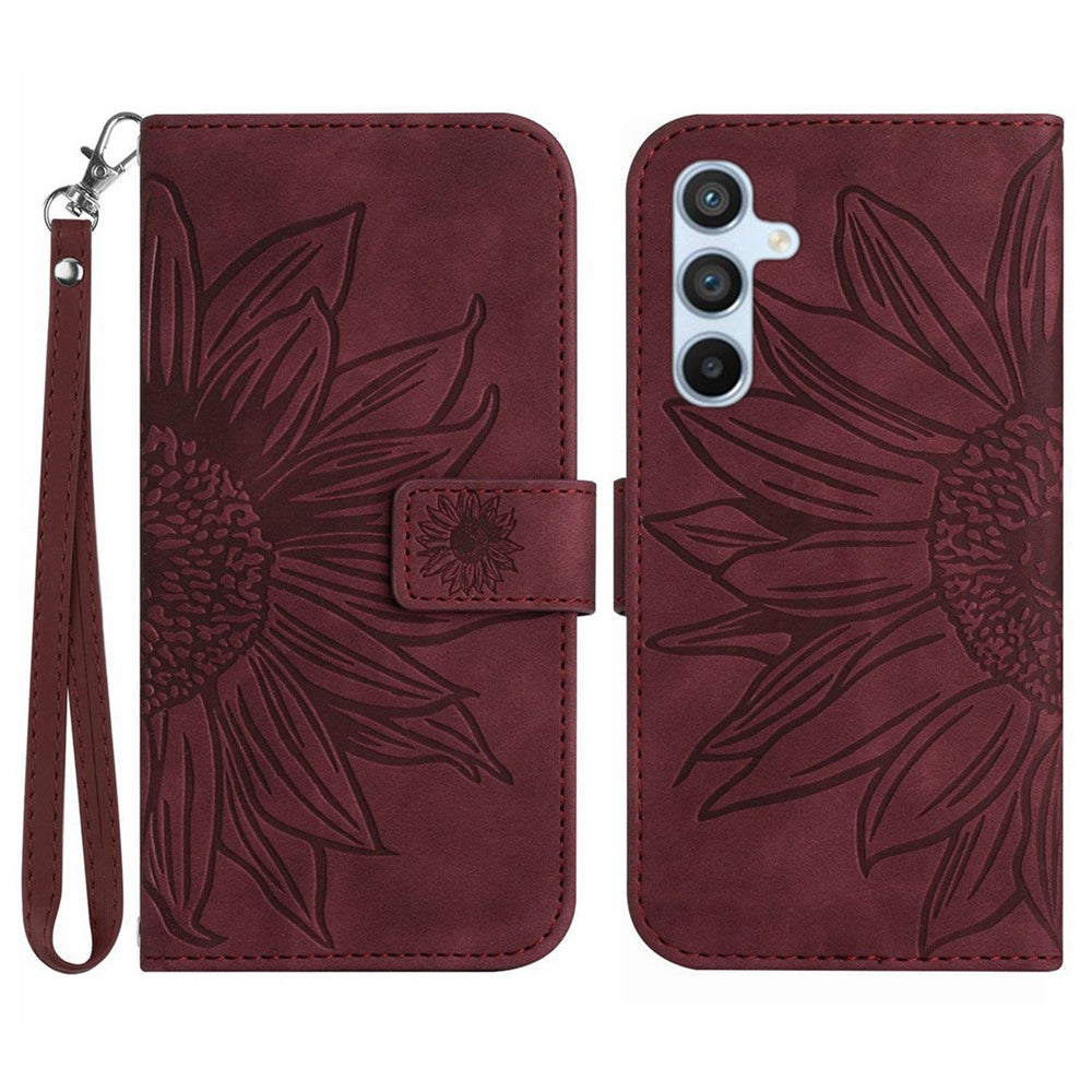 Galaxy S23 FE Wallet-Hülle – Sonnenblume aufgedruckt, mit Ständer & Riemen