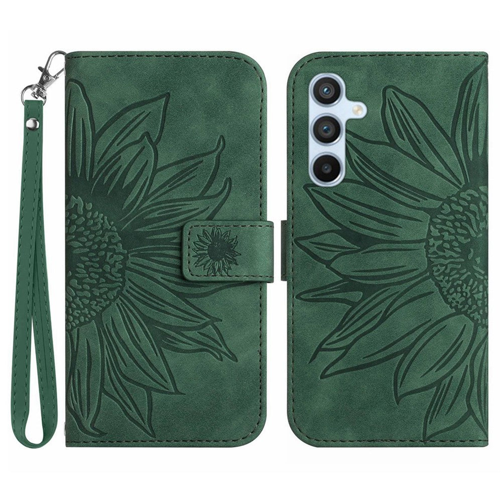 Galaxy S23 FE Wallet-Hülle – Sonnenblume aufgedruckt, mit Ständer & Riemen