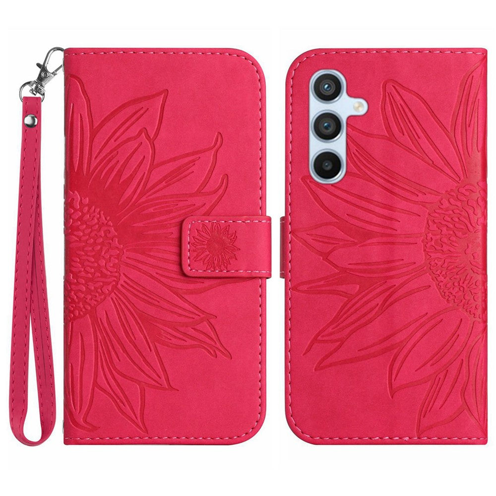 Galaxy S23 FE Wallet-Hülle – Sonnenblume aufgedruckt, mit Ständer & Riemen