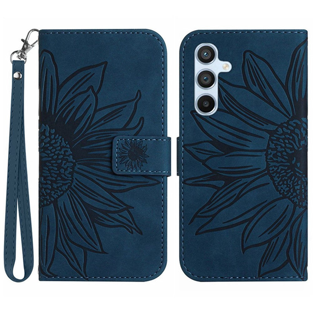 Galaxy S23 FE Wallet-Hülle – Sonnenblume aufgedruckt, mit Ständer & Riemen