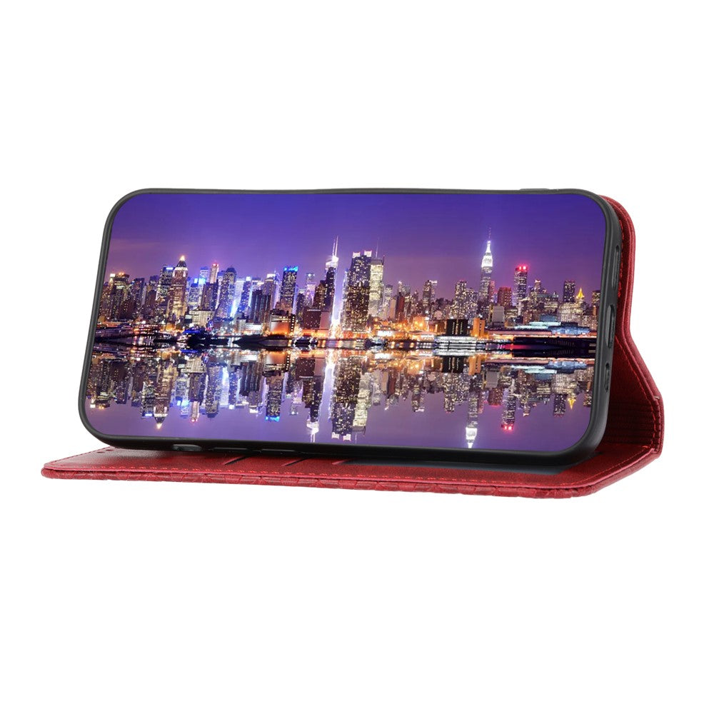 For Xiaomi Redmi 12 4G Leather Phone Case Anti-fall Imprinted Rhombus Pattern Wallet Stand Cover