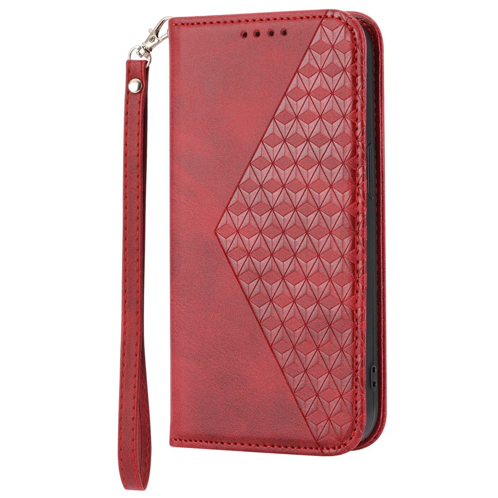 For Xiaomi Redmi 12 4G Leather Phone Case Anti-fall Imprinted Rhombus Pattern Wallet Stand Cover