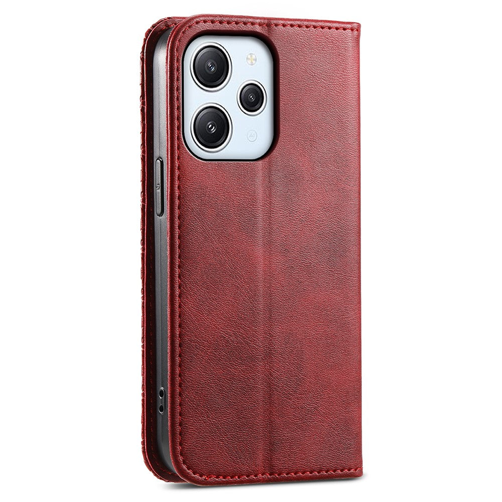 For Xiaomi Redmi 12 4G Leather Phone Case Anti-fall Imprinted Rhombus Pattern Wallet Stand Cover
