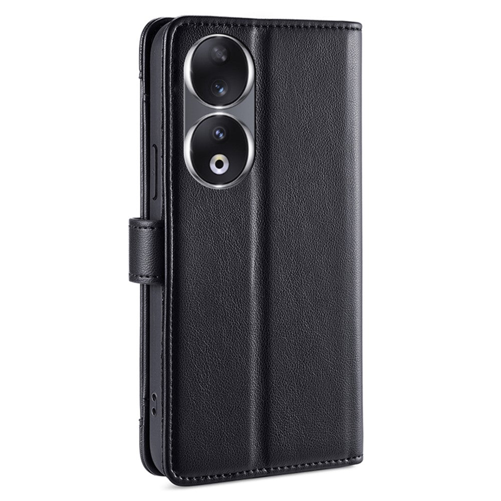 For Honor 90 Zipper Pocket Phone Leather Case Multiple Card Slots Anti-Drop Cover with Straps