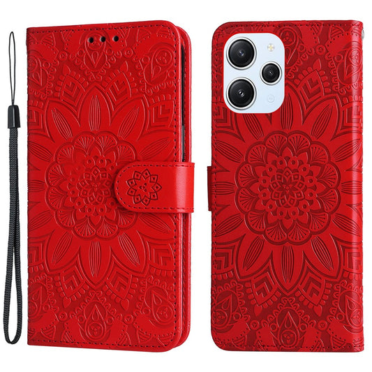PU Leather Cover for Xiaomi Redmi 12 4G , Sunflower Imprinted Wallet Anti-Scratch Smartphone Case
