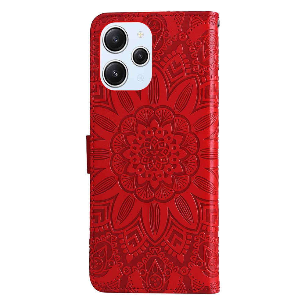 PU Leather Cover for Xiaomi Redmi 12 4G , Sunflower Imprinted Wallet Anti-Scratch Smartphone Case