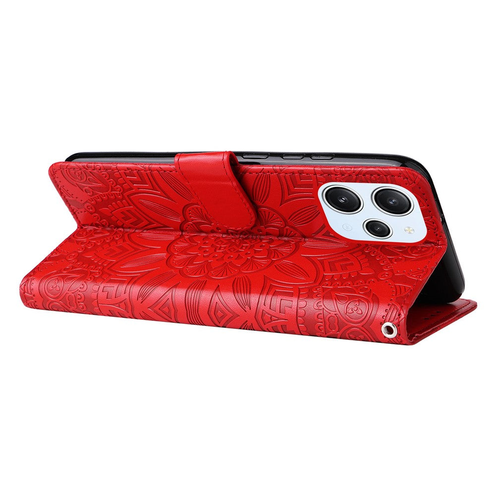 PU Leather Cover for Xiaomi Redmi 12 4G , Sunflower Imprinted Wallet Anti-Scratch Smartphone Case