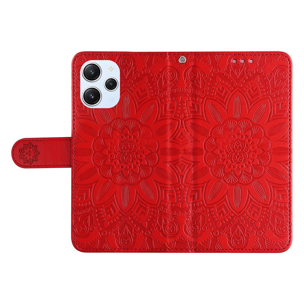 PU Leather Cover for Xiaomi Redmi 12 4G , Sunflower Imprinted Wallet Anti-Scratch Smartphone Case
