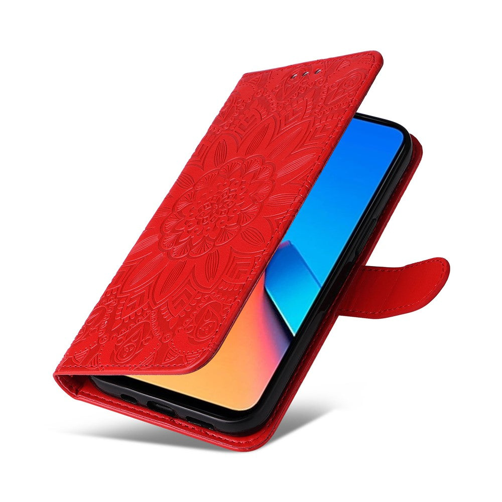 PU Leather Cover for Xiaomi Redmi 12 4G , Sunflower Imprinted Wallet Anti-Scratch Smartphone Case