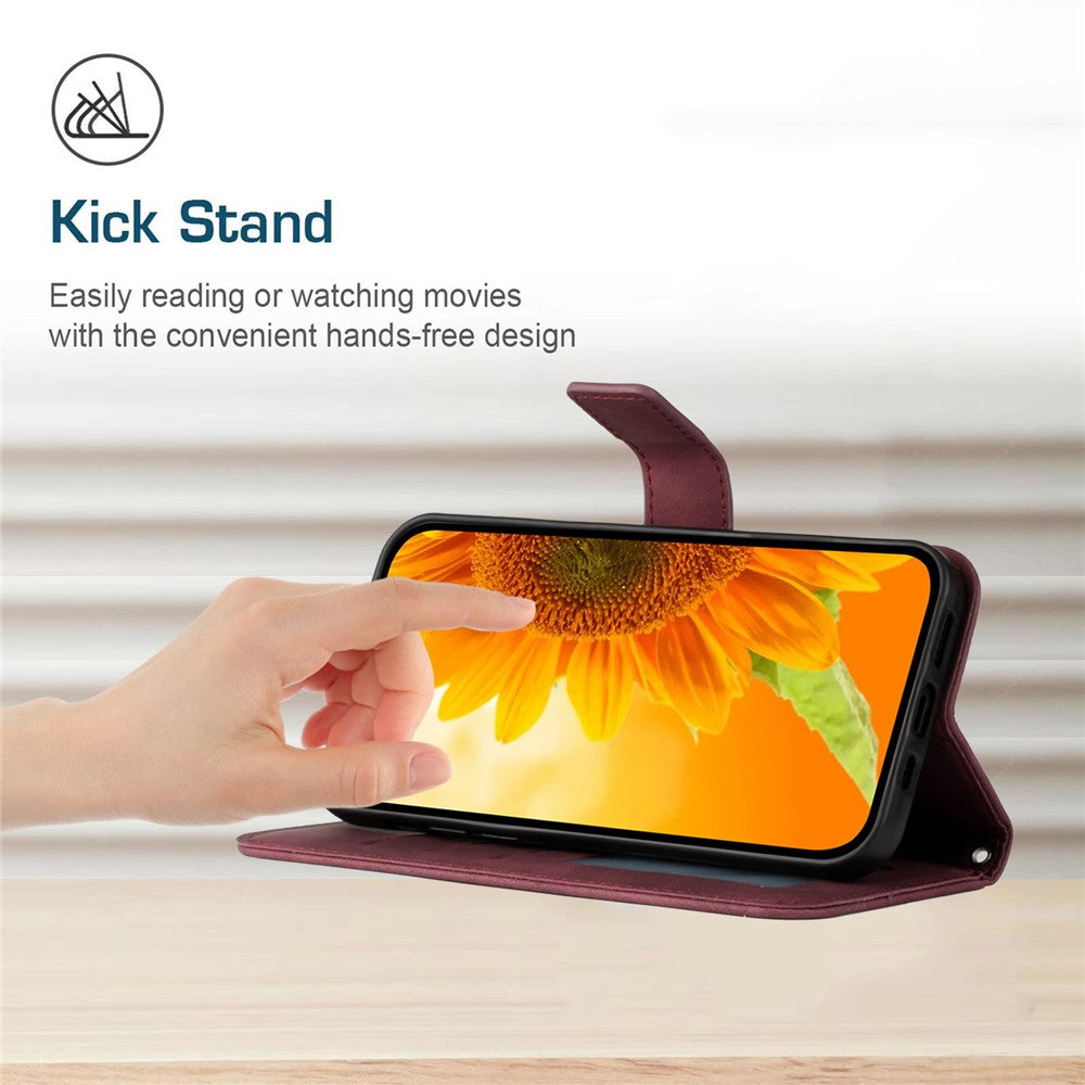 HT04 Sunflower Pattern Leather Case for Honor 90 , Wallet Stand Phone Cover with Hand Strap