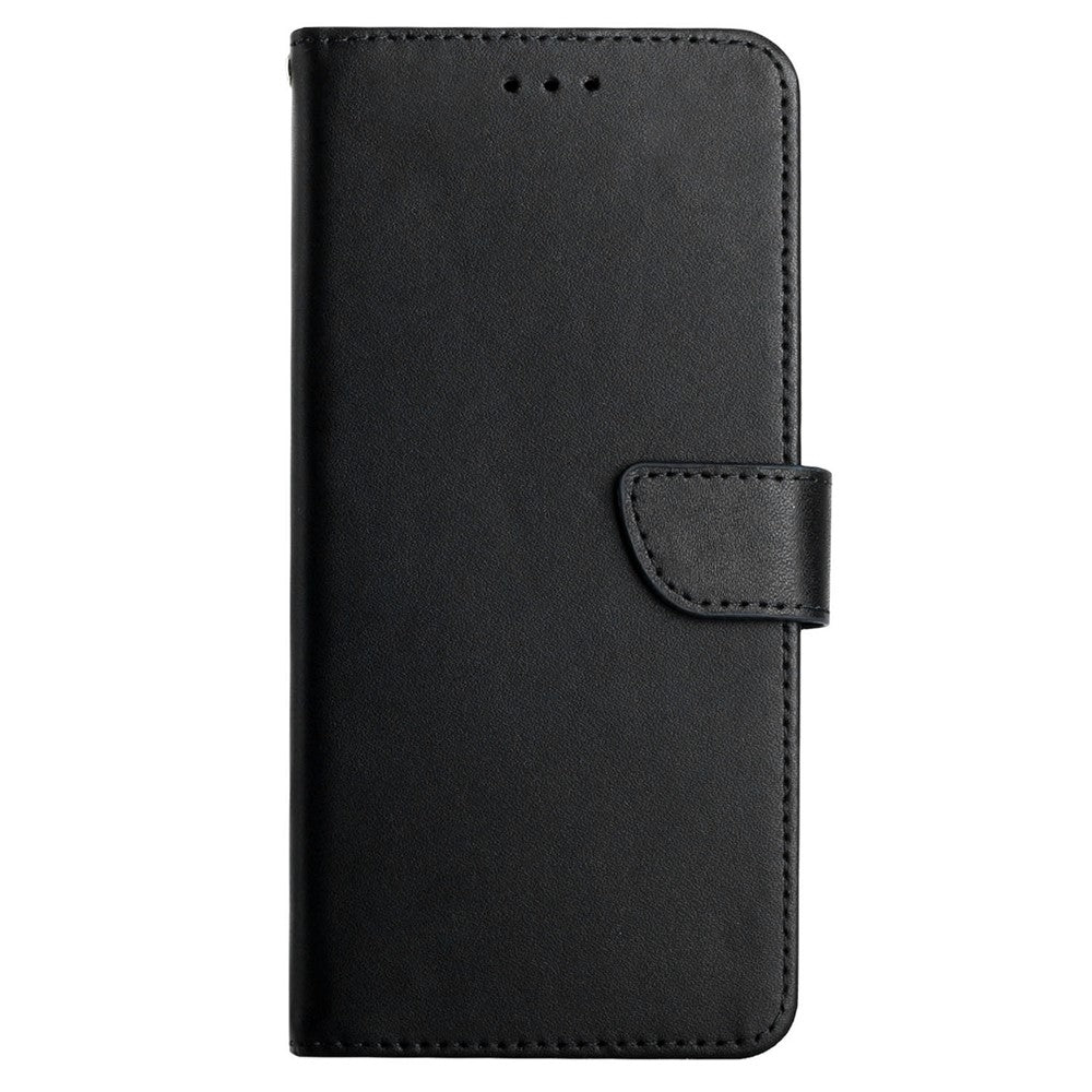 HT02 Genuine Cow Leather Phone Case for Honor 90 , Wallet Stand Nappa Texture Phone Cover