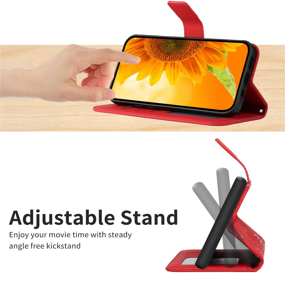 Galaxy A25 5G Wallet-Hülle – Sonnenblume aufgedruckt, mit Ständer & Riemen