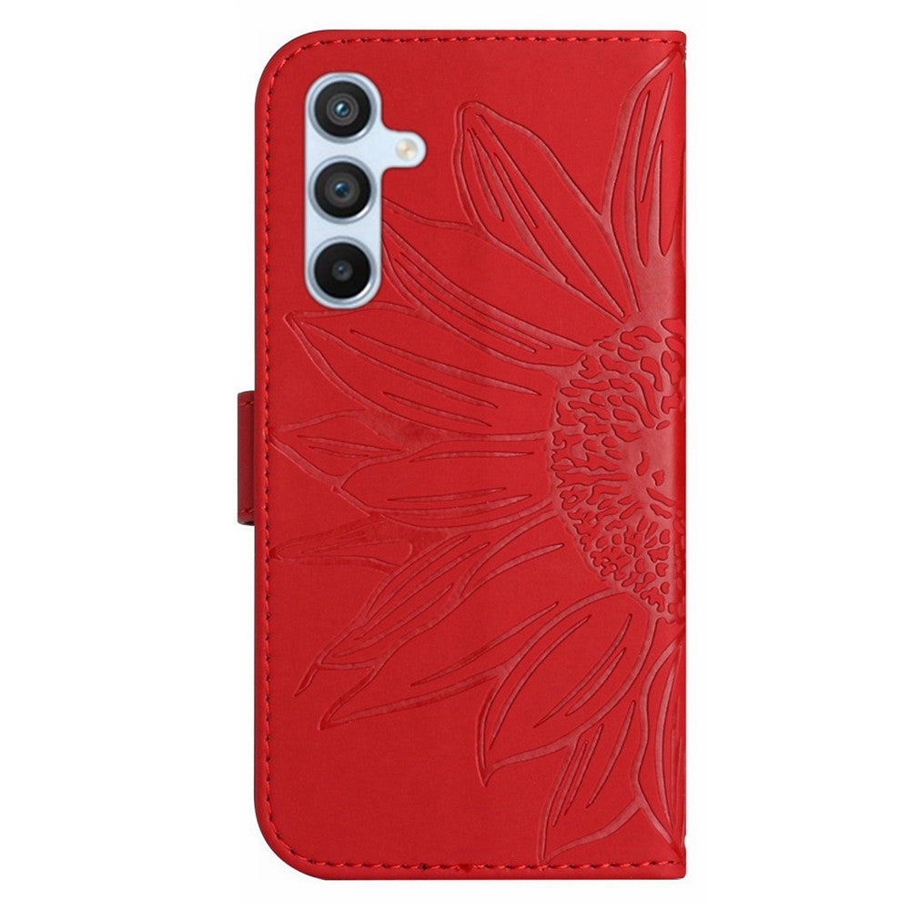 Galaxy A25 5G Wallet-Hülle – Sonnenblume aufgedruckt, mit Ständer & Riemen