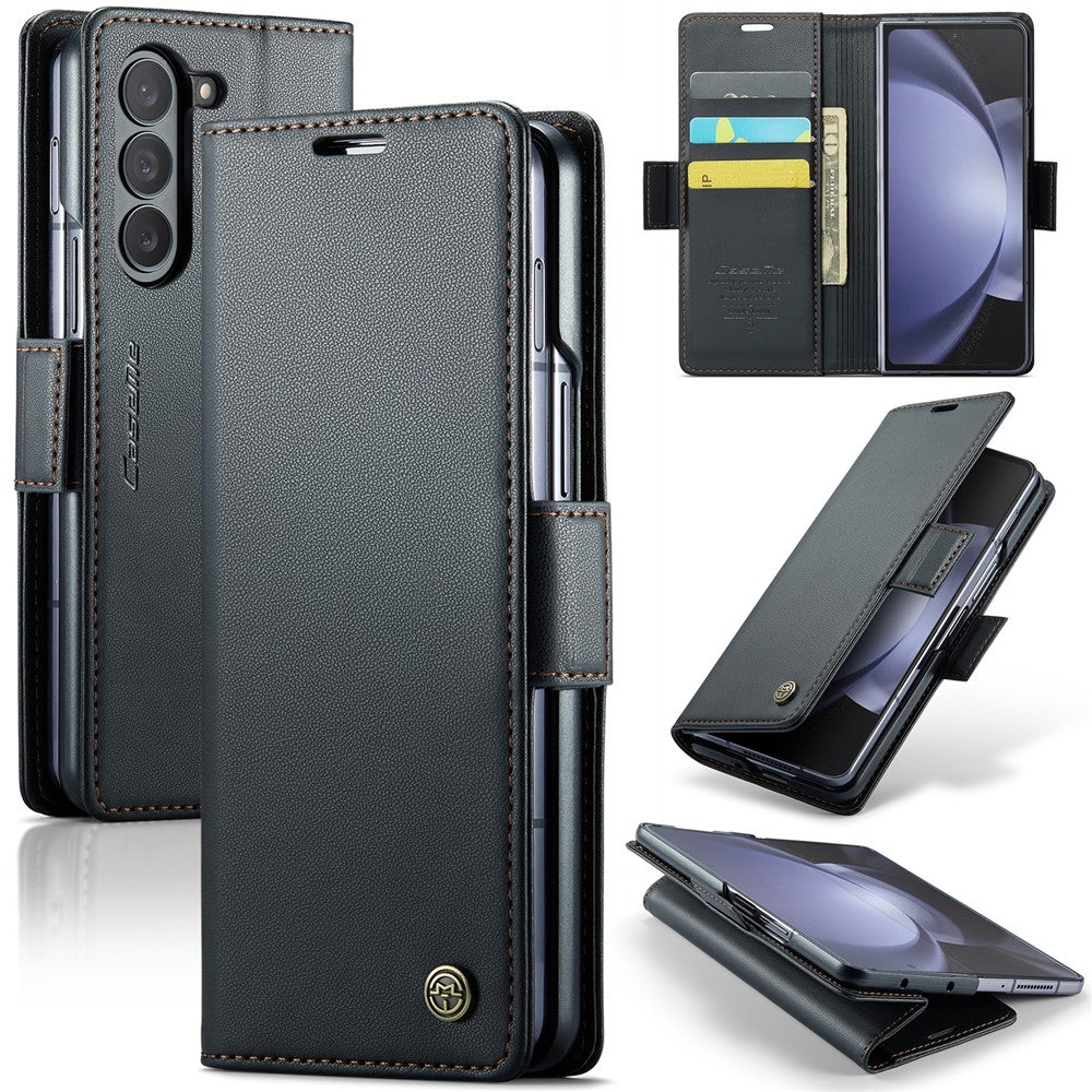 Galaxy Z Fold5 5G Glänzende Wallet-Hülle – RFID-Schutz & Ständer