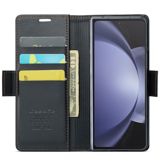 Galaxy Z Fold5 5G Glänzende Wallet-Hülle – RFID-Schutz & Ständer