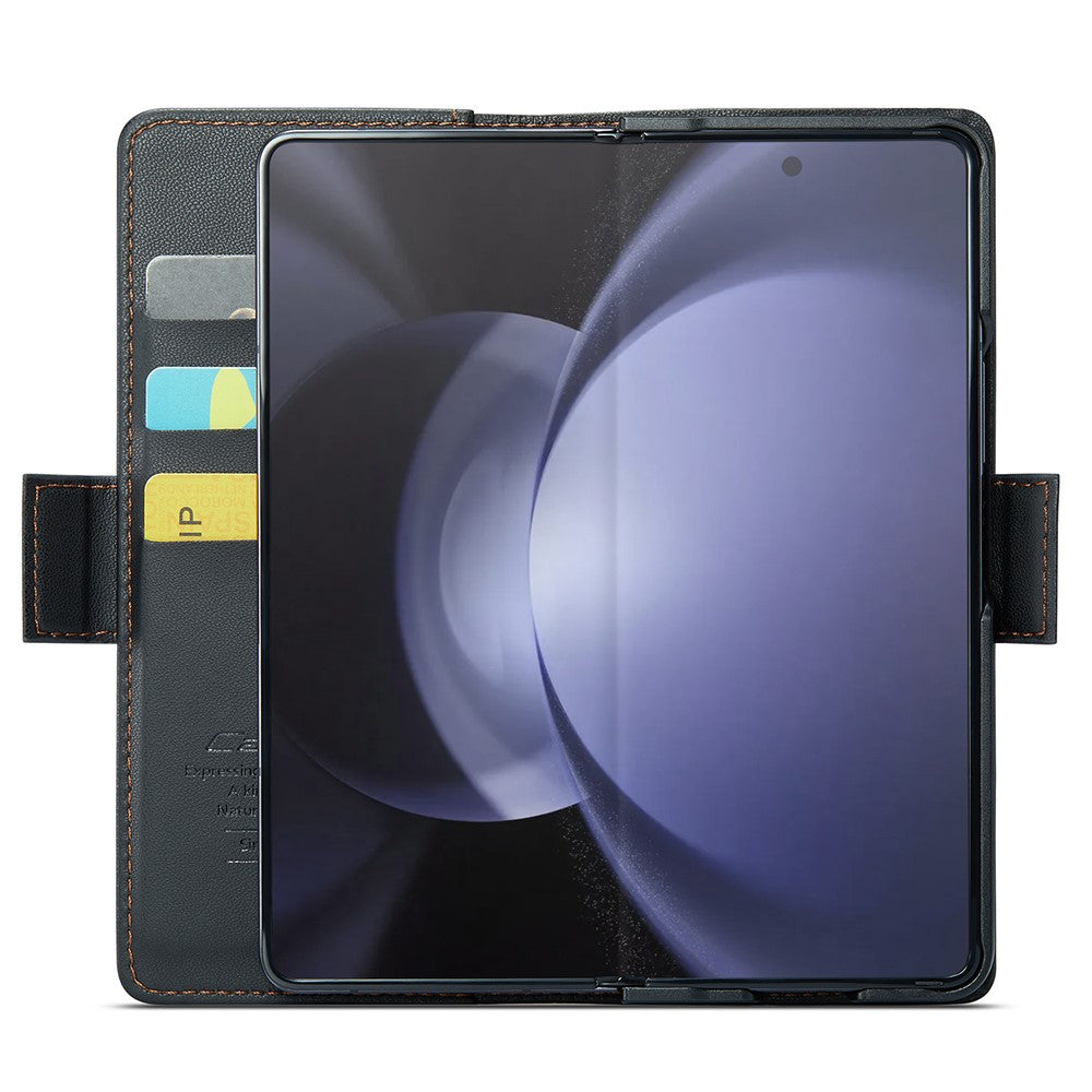 Galaxy Z Fold5 5G Glänzende Wallet-Hülle – RFID-Schutz & Ständer