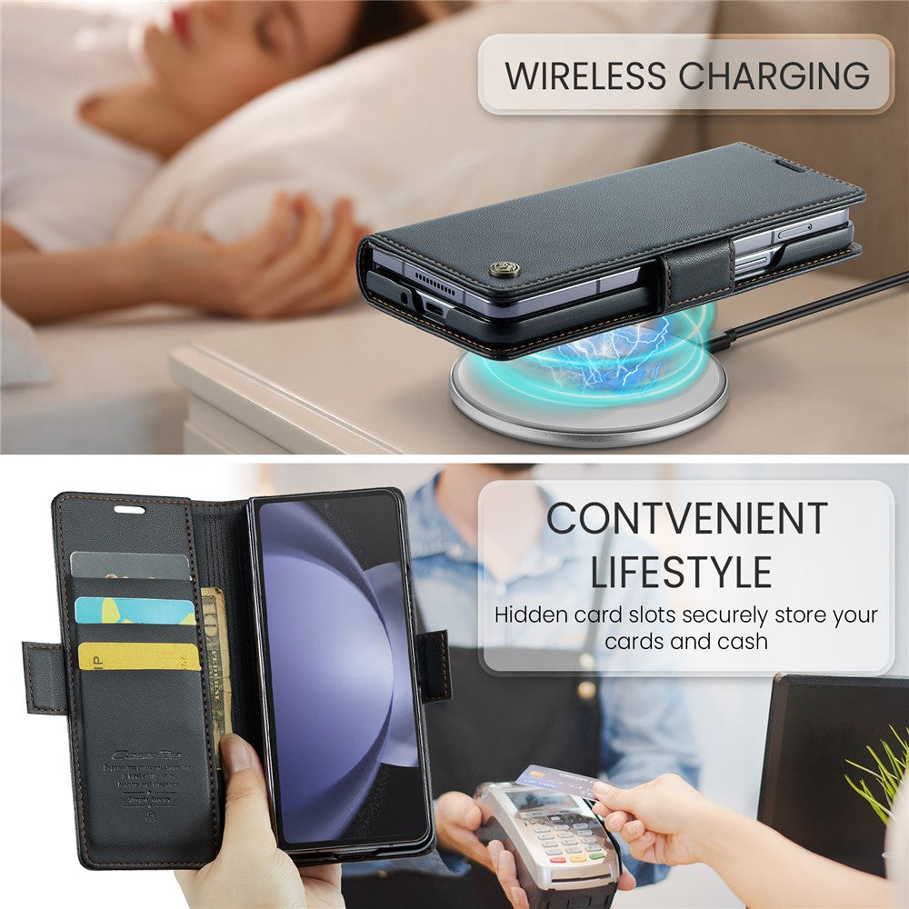 Galaxy Z Fold5 5G Glänzende Wallet-Hülle – RFID-Schutz & Ständer