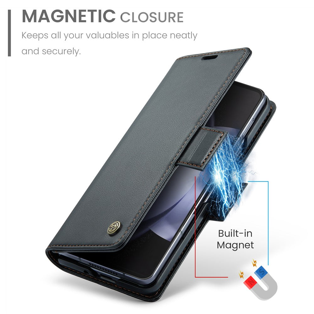 Galaxy Z Fold5 5G Glänzende Wallet-Hülle – RFID-Schutz & Ständer